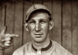 May 13, 1911. "Harvard Eddie" Grant, third baseman for the Cincinnati Reds. A Harvard grad who practiced law after retiring from baseball, Eddie was among the first to enlist in the Army after the U.S. entered World War I in 1917. An infantry captain, he was killed by an exploding shell in France, where he is buried.  Gelatin silver print by Paul Thompson. View full size.