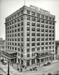 Jacksonville, Florida, circa 1910. "Hotel Seminole, Forsyth and Hogan Streets." 8x10 inch dry plate glass negative, Detroit Publishing Company. View full size.