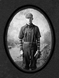 My great-grandfather was a Textile League ball player in the little mill village of Tucapau, South Carolina, in probably the late aughts. He didn't care what the mill job was as long as he could play on their team. The story in the family is that one of his upcountry cousins was also a Textile League player -- a standout talent named Shoeless Joe. View full size.
