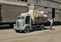 Truck driver who operates between Twin Cities.

Colorized version of this Shorpy old photo.
View full size.
