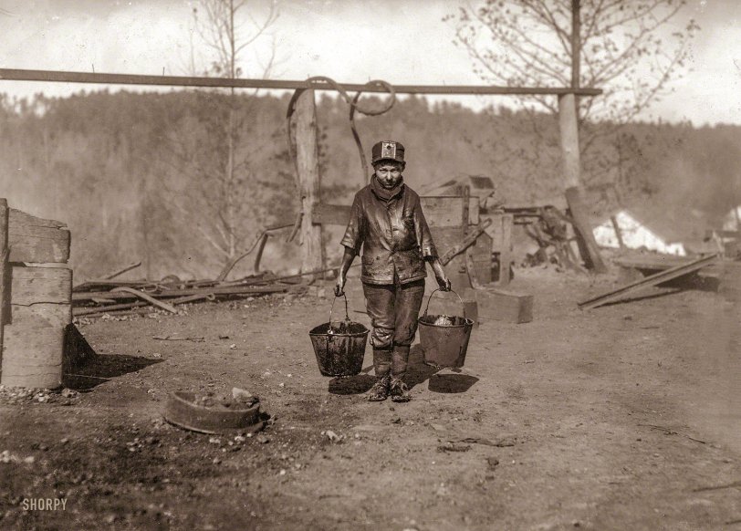 "A greaser in a Coal Mine. Location: Bessie Mine, Alabama." November 1910. View full size image or view Shorpy even bigger (cropped). This is, as far as we can tell, the first of only four photographs Lewis Wickes Hine took of Shorpy on his visit to the Bessie Mine late in 1910. (The others are here and here and here.) Almost 100 years after being taken, they retain a strange and startling immediacy even though their subject is almost certainly dead. Who were you, Shorpy Higginbotham, and whatever became of you?


What became of Shorpy? Here's a summary of what we know, based on research using census and death records, contributed by visitors to this site: Shorpy -- Henry Sharpe Higginbotham -- was born Nov. 23, 1896, in Jefferson County, Alabama, to Phelix Milton Higginbotham and the former Mary Jane Graham. He served in the armed forces during World War I. On Nov. 19, 1927, he married Flora Belle Quinton. On Jan. 25 of the following year he died in a mine accident at the age of 31, crushed by a rock, and was buried in Jefferson County. He became a father, posthumously, when his widow bore his child in the summer of 1928. The writer Joe Manning says he has spoken with Shorpy's son but that he didn't want to talk. You can read more about Joe's report on his Web site.

