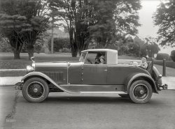 San Francisco. "Hudson roadster at Lafayette Park, 1928." With a boy and his basket bringing up the rear. 5x7 glass negative by Chris Helin. View full size.