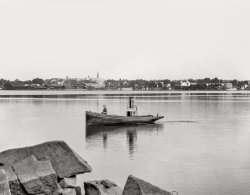 The St. Lawrence River circa 1901. "Thousand Islands -- Gananoque, Ontario, from Quarry Island." 8x10 inch dry plate glass negative, Detroit Photographic Company. View full size.