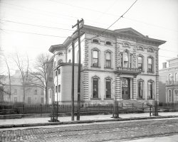 &nbsp; &nbsp; &nbsp; &nbsp; Birthplace of the Old-Fashioned, the Pendennis Club, established in 1881 as a "private club for white gentlemen of high social standing," took its name from Thackeray's novel "Pendennis."
Louisville, Kentucky, circa 1906. "Pendennis Club, West Walnut Street." 8x10 inch dry plate glass negative, Detroit Publishing Company. View full size.