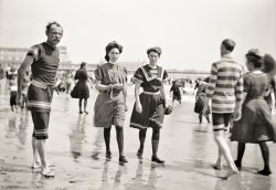 Atlantic City, New Jersey, circa 1905. "A life saver on the lookout." 5x7 inch dry plate glass negative, Detroit Publishing Company. View full size.