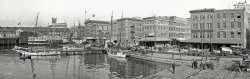 Circa 1905. "The Basin -- Baltimore, Maryland." Panorama made from three 8x10 inch glass negatives. Detroit Publishing Company. View full size.