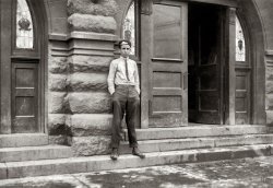 &nbsp; &nbsp; &nbsp; &nbsp; The incorrigibly industrious Eugene Dalton 100 years ago -- we last saw him in 2007, in the second photo ever posted on Shorpy.

November 1913. Fort Worth, Texas. "Some results of messenger and newsboy work. For nine years this 16-year-old boy has been newsboy and messenger for drug stores and telegraph companies. He was recently brought before the Judge of the Juvenile Court for incorrigibility at home. Is now out on parole, and was working again for drug company when he got a job carrying grips in the Union Depot. He is on the job from 6 A.M. to 11 P.M. (seventeen hours a day) for seven days in the week. His mother and the Judge think he uses cocaine, and yet they let him put in these long hours every day. He told me 'There ain't a house in "The Acre" [Red Light] that I ain't been in. At the drug store, all my deliveries were down there.' Says he makes from $15 to $18 a week. Eugene Dalton." Photograph by Lewis Wickes Hine. View full size.