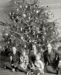 &nbsp; &nbsp; &nbsp; &nbsp; The globular tree, the unhinged affect, the undercurrent of barely suppressed rage -- yes, it's our annual holiday missive from the family of Washington lawyer Raymond Dickey! MERRY CHRISTMAS TO ALL.
"Dickey tree, 1914." Our fifth Christmas visit with the family of Washington lawyer Raymond Dickey, whose portraits mix equal parts Chekhov and Addams with a dash of Dickens. National Photo Company glass negative. View full size.