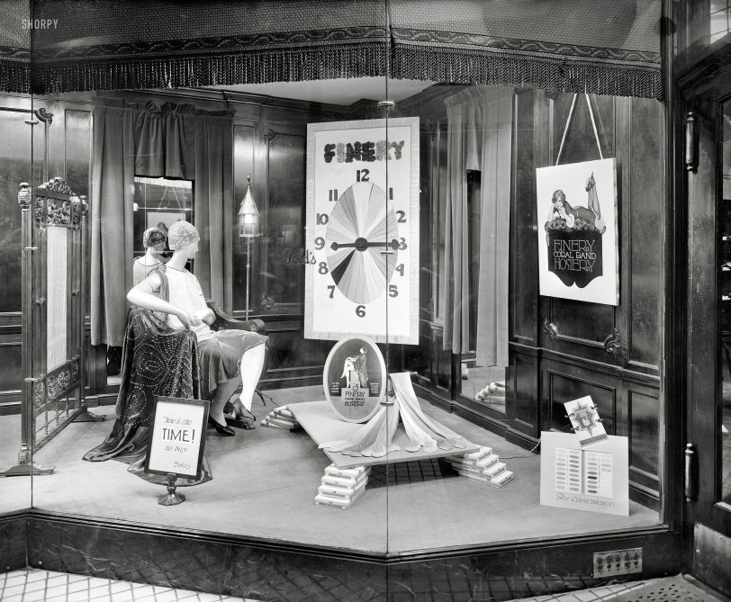 Washington, D.C., circa 1928. "Gold's window." The stocking truth laid bare for all to see. National Photo Company Collection glass negative. View full size.