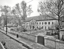 New Orleans circa 1910. "The Archbishopric." Note the cistern and chicken coop. 8x10 inch dry plate glass negative, Detroit Publishing Company. View full size.